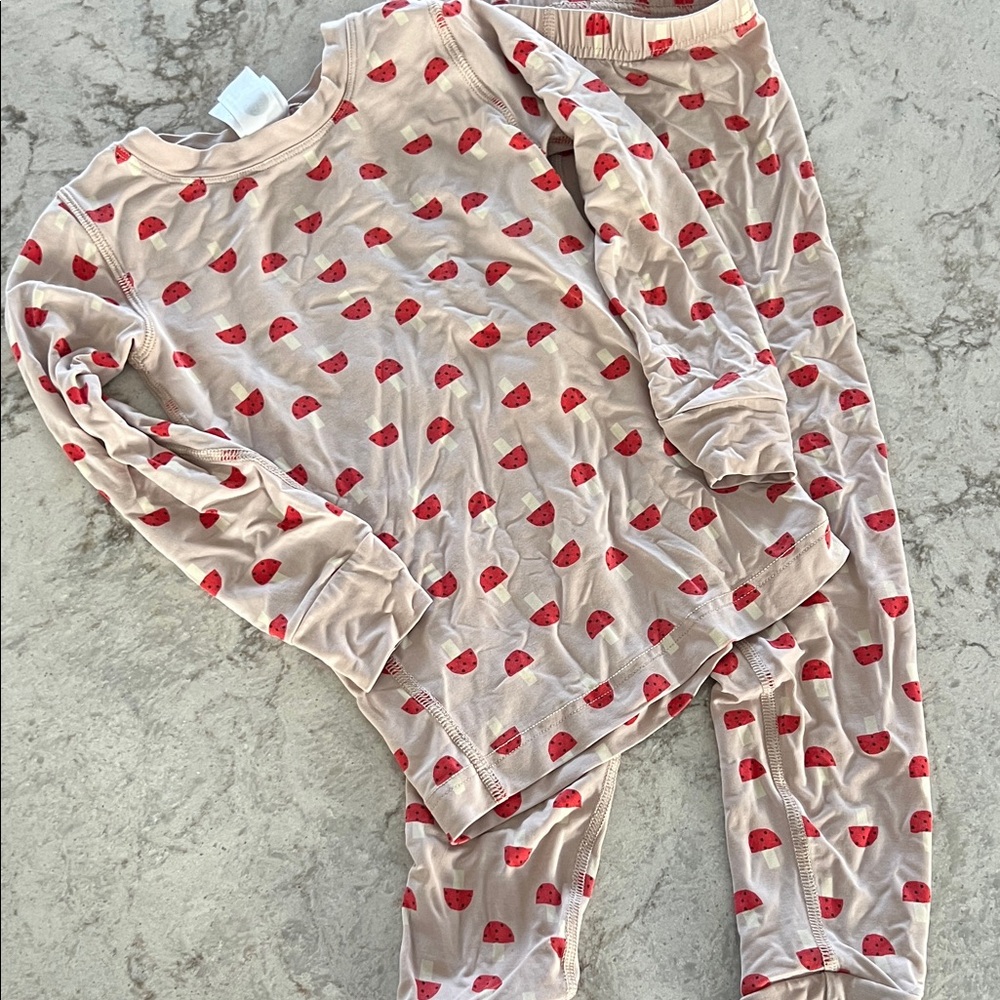 Kids Pajamas with Red Mushroom Print